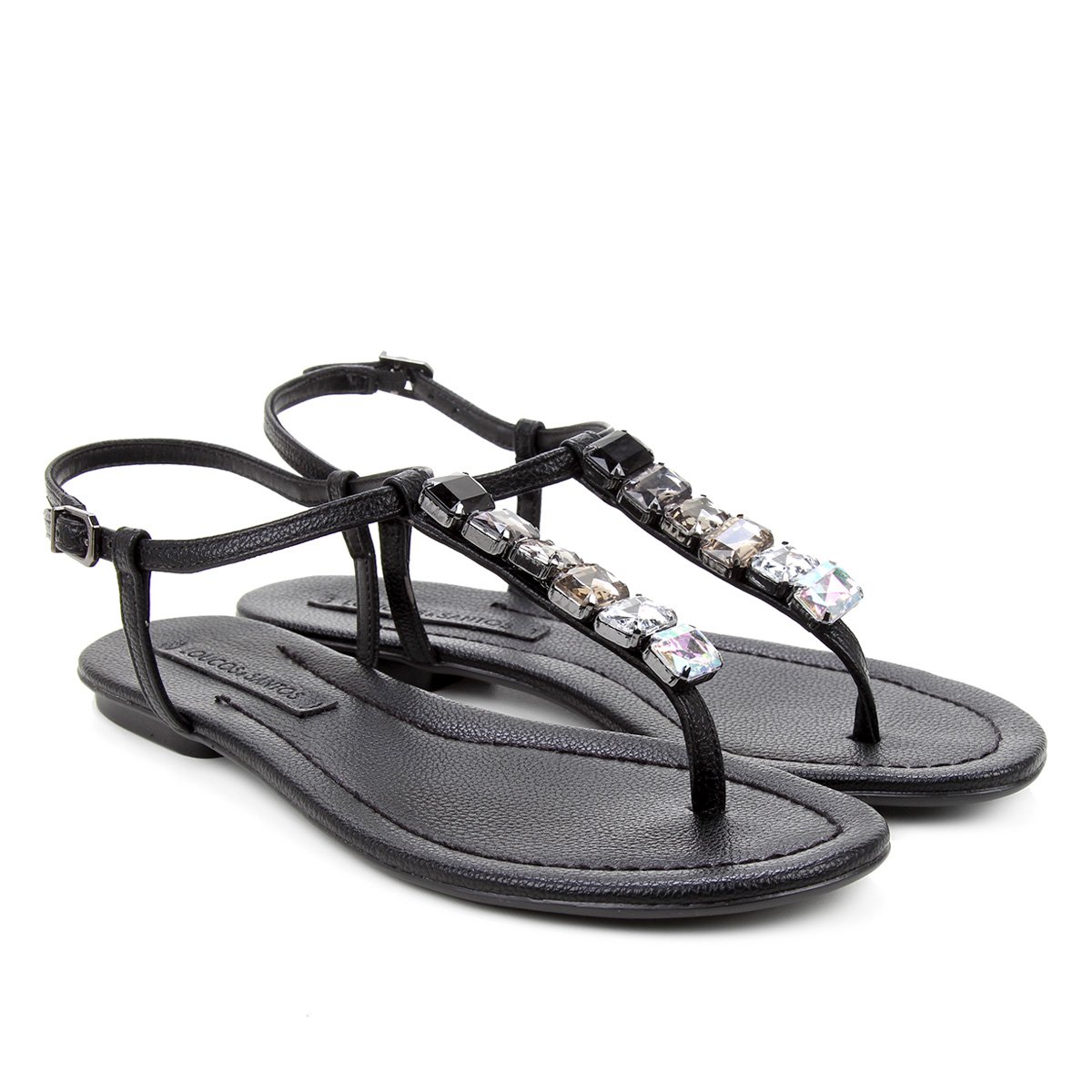 Rasteira Loucos \u0026 Santos Salomé Pedraria Feminina - Preto | Zattini